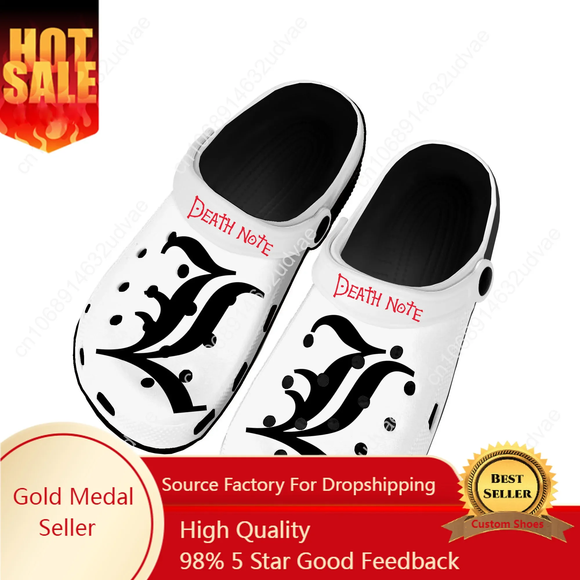 

Anime Death Note Yagami Lawliet L Home Clogs Custom Water Shoes Mens Womens Teenager Shoe Garden Clog Beach Hole Black Slippers