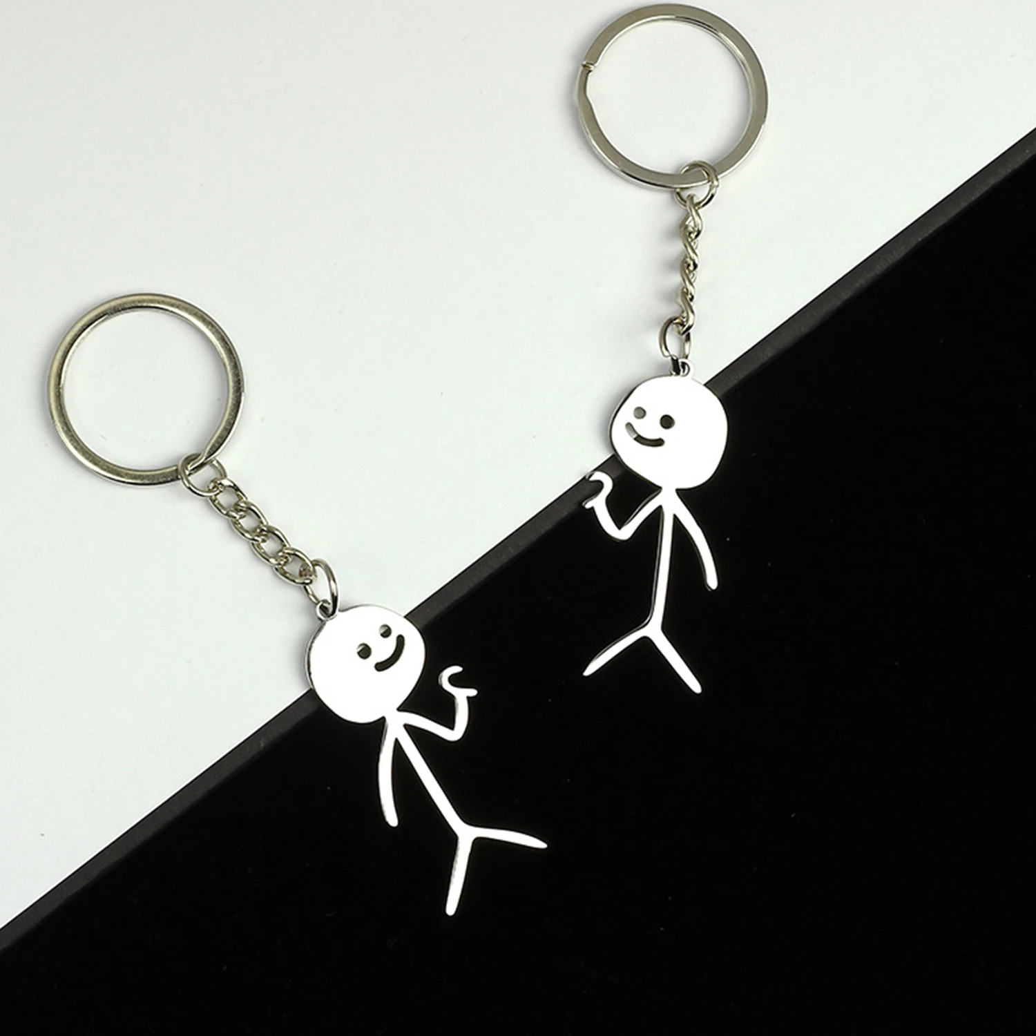 1/2Pcs Interesting Match People Than Heart Couple Keychain Ins Personality Cute Funny Student Bag Pendant Key Ring Jewelry Gifts