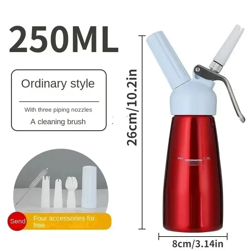 Cream Foam Gun 250ml Cream Gun Siphon Whipped Cream Dispenser Foaming Gun Kitchen Accessories Tools + Nozzle whipped Kitchen Tools