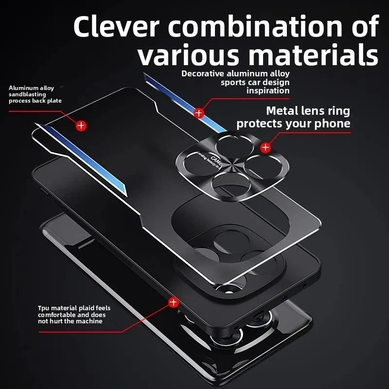 Luxury Aluminum Alloy Matte Armor Back Case with Cold Skin Feel PC Cover