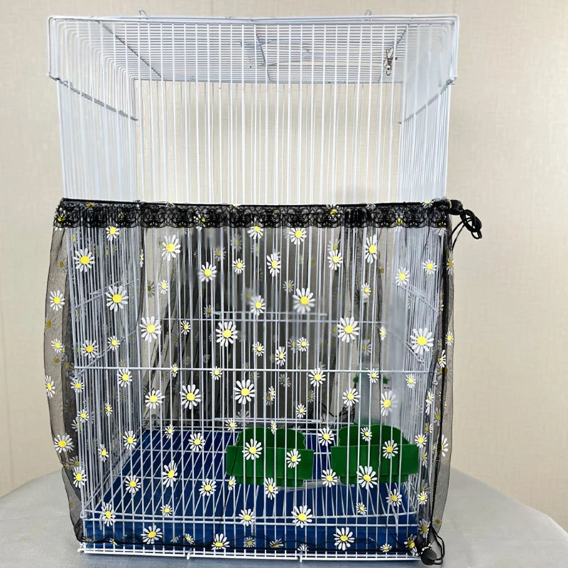 Bird Cage Cover Bird Cage Cover Dustproof Birdseed Net Seed Catcher Nylon Mesh Birdseed Net Guard Stars /Solid Color