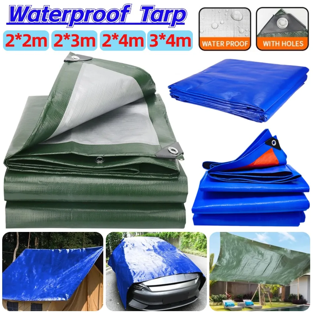 Large Tarpaulin Waterproof Heavy-Duty Rain Cloth for Truck Tarp Cover Outdoor Camping Tent Canopy Sun Shade Car Shed Awning Tarp