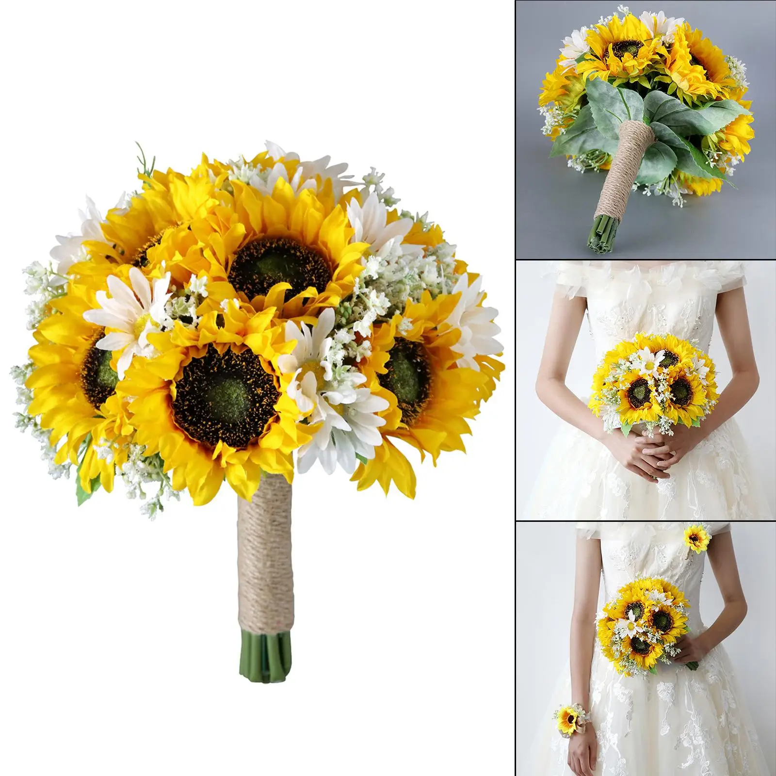 

Romantic Wedding Bride with Linen Rope Artificial Flowers for Wedding Ceremony Festival Party Centerpiece Decor