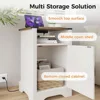 Nightstand Set of 2, White End Table with Charging Station, Tall Farmhouse Bedside Table with Large Storage and Shelf 3