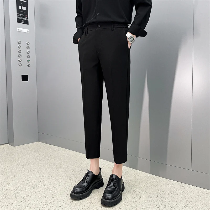 

Summer Suit Pants Men Slim Fit Fashion Society Mens Dress Pants British Style Straight Pants Mens Office Formal Trousers 27-42