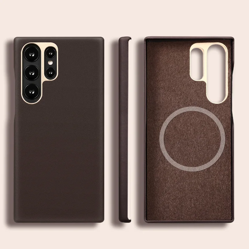 

Original Genuine for Samsung Galaxy S23 Ultra Leather Magnetic Case Wireless Charging Cover For Samsung galaxy S23+ Magnet Case
