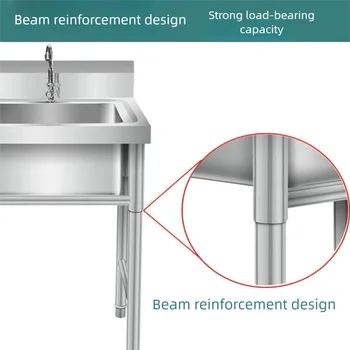 อ่างล้างจานสแตนเลสแบบติดตั้งในตัวพร้อมขายึด ช่องเดี่ยวหรือสองช่อง สำหรับใช้ในครัวเรือนหรือร้านอาหาร สำหรับล้างผักและจาน 2