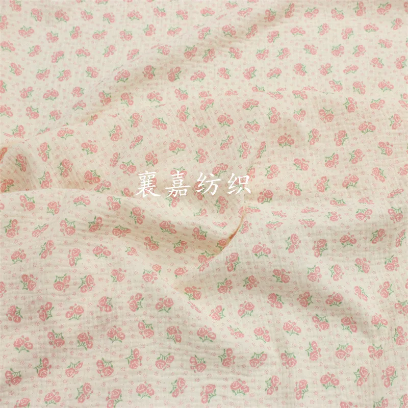 135x50cm Double-Layer Cotton Gauze Crepe Floral Fabric,making Children's Pajamas Home Wear Cloth