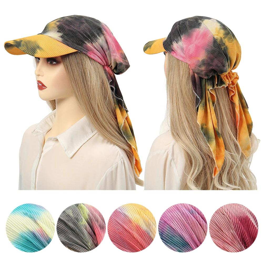 

Women's Hats Muslim Multicolor Hijab Baseball Cap Brim Classic Turban Hat Fashion Headscarf Sun Hats Soft Sunshade Scarf Caps