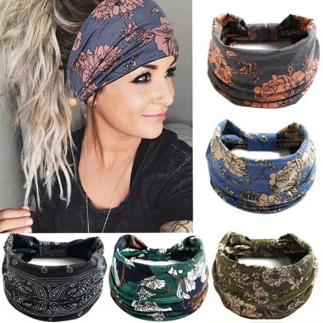 Boho Flower Print Headbands Gifts for women