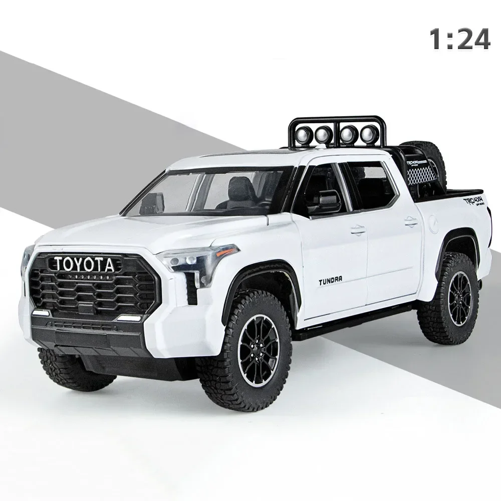 1:24 Toyota Tundra Alloy Car Model - Metal Diecast Toy Vehicle with Pull Back Action, Sound, and Light Features