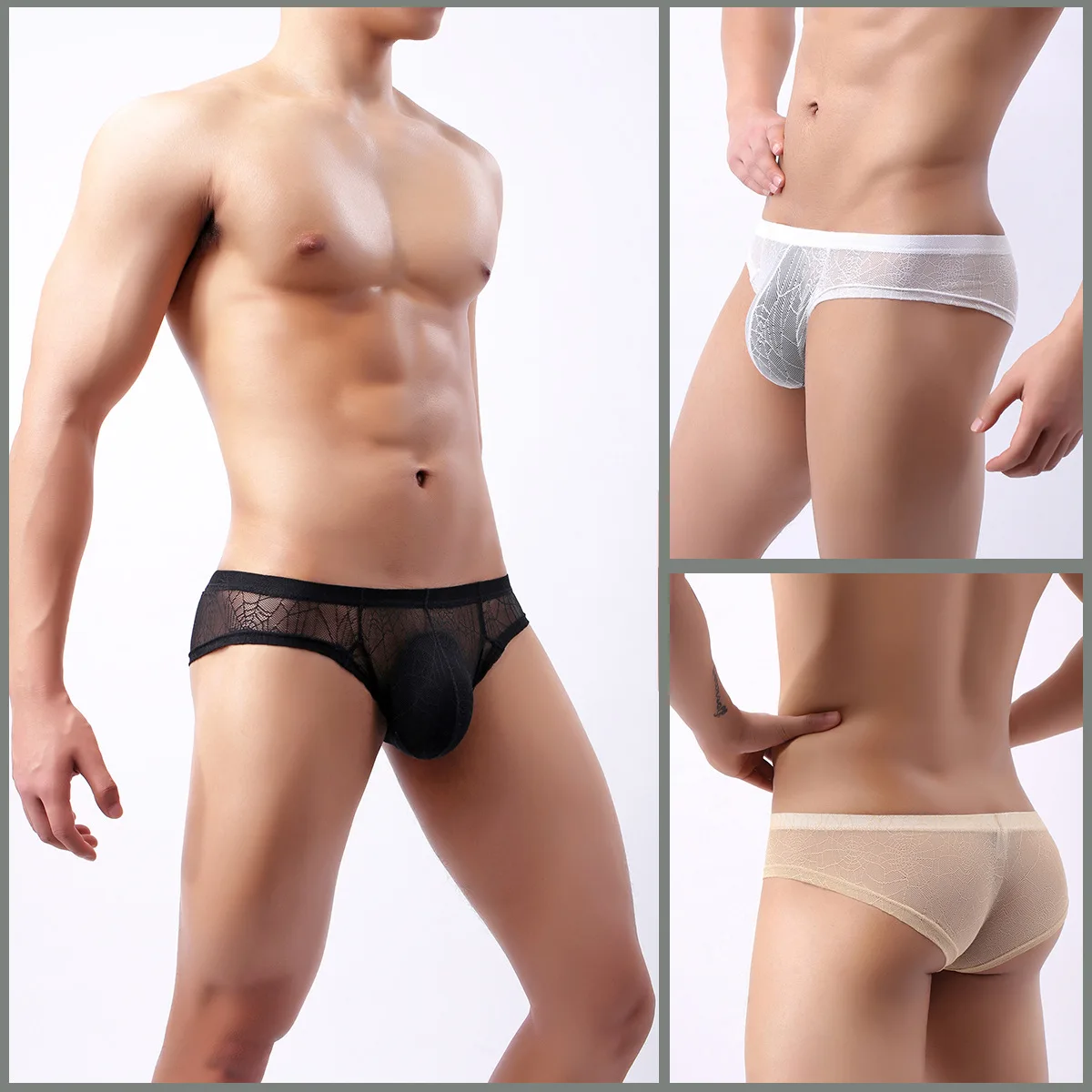 

Men's Breathable Sexy Underwear Men's U-Shaped Bag Fun Small Flat Corner Pants Low Waist Perspective Erotic Intimate Underpants