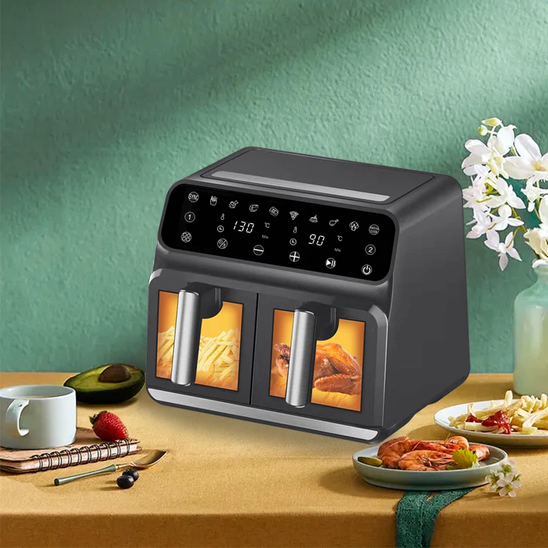 OEM High Quality kitchen Electric Hot Air fryer Oven Oiless Cooker Machine double air fryer with dual basket 5