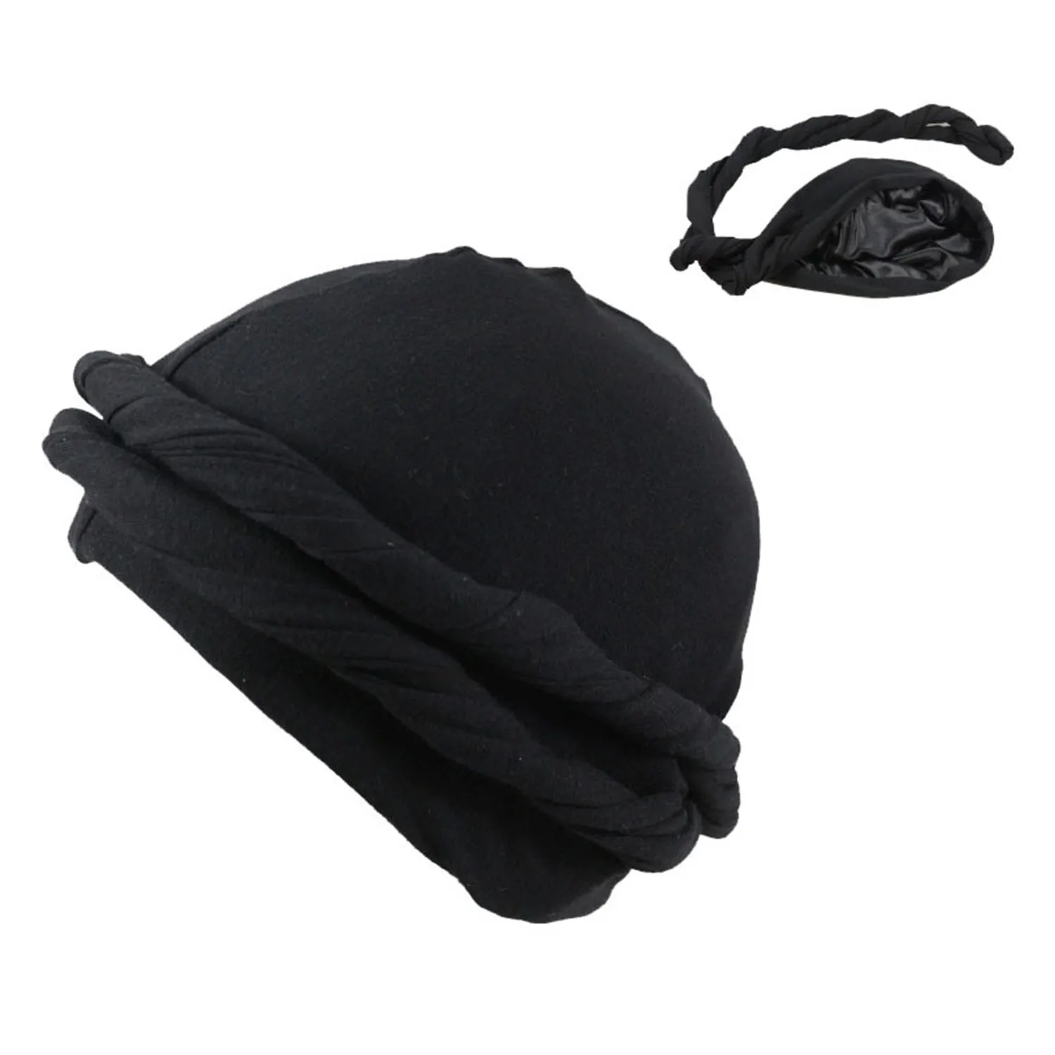 Turbante para hombre Durag Vintage Turbante para la cabeza para hombre con  cola larga giratoria y turbante de satén para el cabello