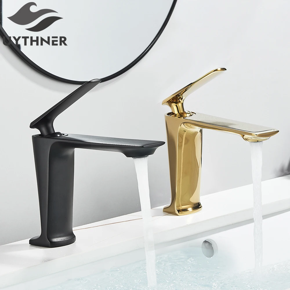 ก๊อกน้ำห้องน้ำสีทอง ก๊อกน้ำอ่างล้างหน้าแบบก้านโยกเดี่ยว ก๊อกน้ำร้อนน้ำเย็น ก๊อกน้ำอ่างล้างหน้าสีดำขาว ก๊อกน้ำแบบรูเดียว 1