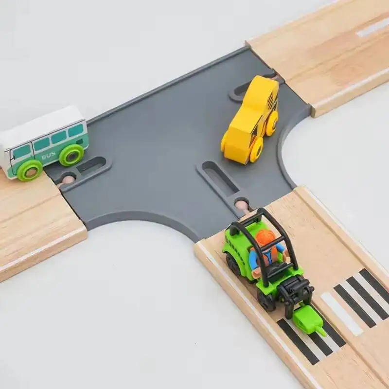 Wooden Train Track Accessories: Plastic Highway Bridge for Children's Railway Toys