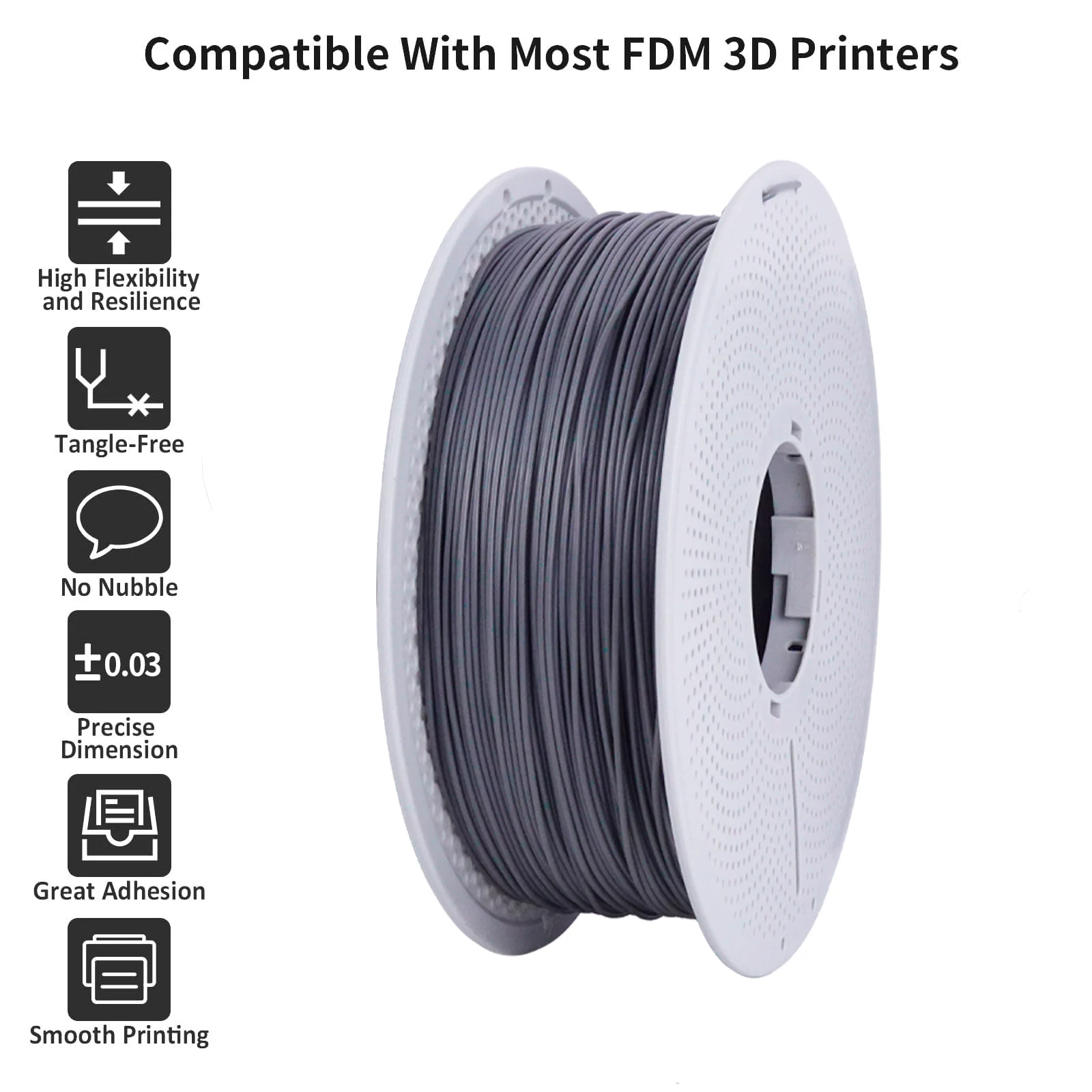 PLA 필라멘트, 1KG 시멘트 색상 1.75mm 3D 프린팅 필라멘트, 3D 프린터 PLA 필라멘트, 대부분의 FDM 3D 프린터에 호환 가능, 1kg 스풀(2.2lbs)