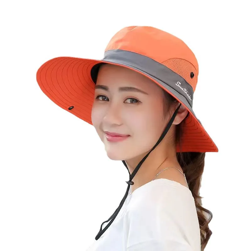 Outdoor big edge shading couple bucket hat foldable sun hat sun protection cycling travel mountaineering travel hat women