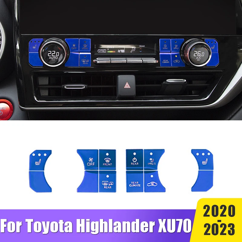 

For Toyota Highlander Kluger XU70 2020 2021 2022 2023 Aluminum Car Center Console Air Condition Climate Control Button Stickers