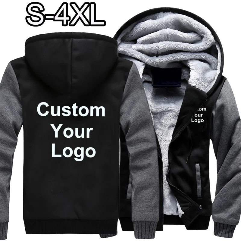 Men Fashion Hoodies Custom Your Logo Jackets Men Winter Zipper Hoodies Outdoor Casual Thicken Warm Jacket Coats 3