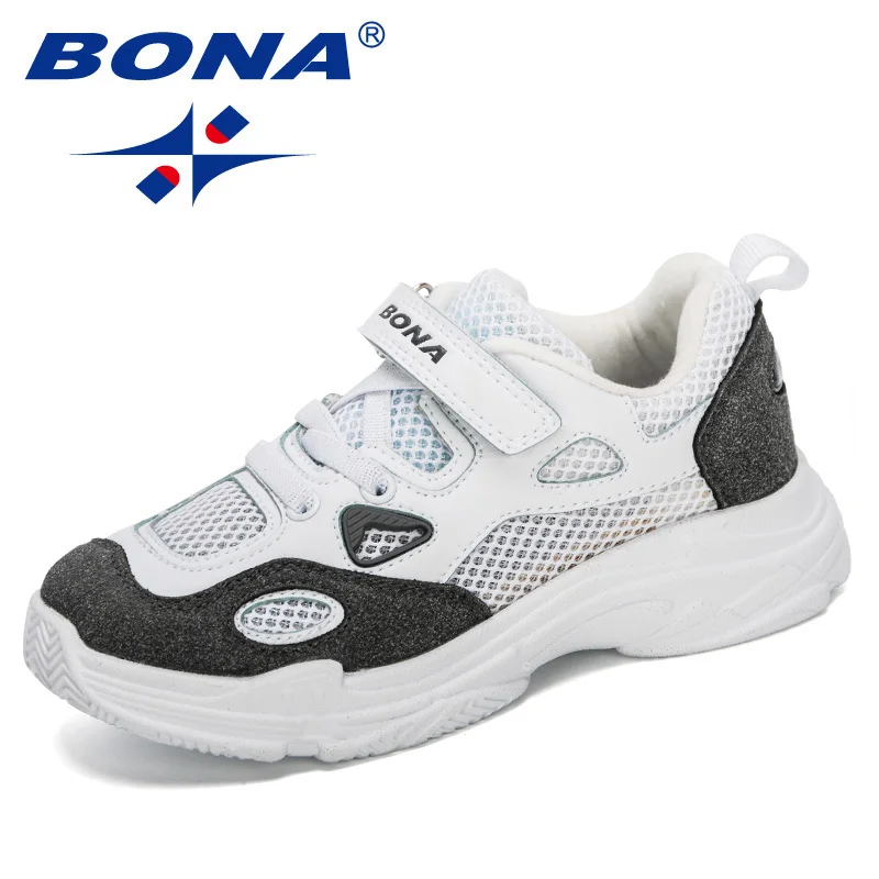 

BONA 2022 New Designers Children Sports Shoes Boys Breathable Running Sneakers Kids Outside Travelling Leather Shoes Comfortable