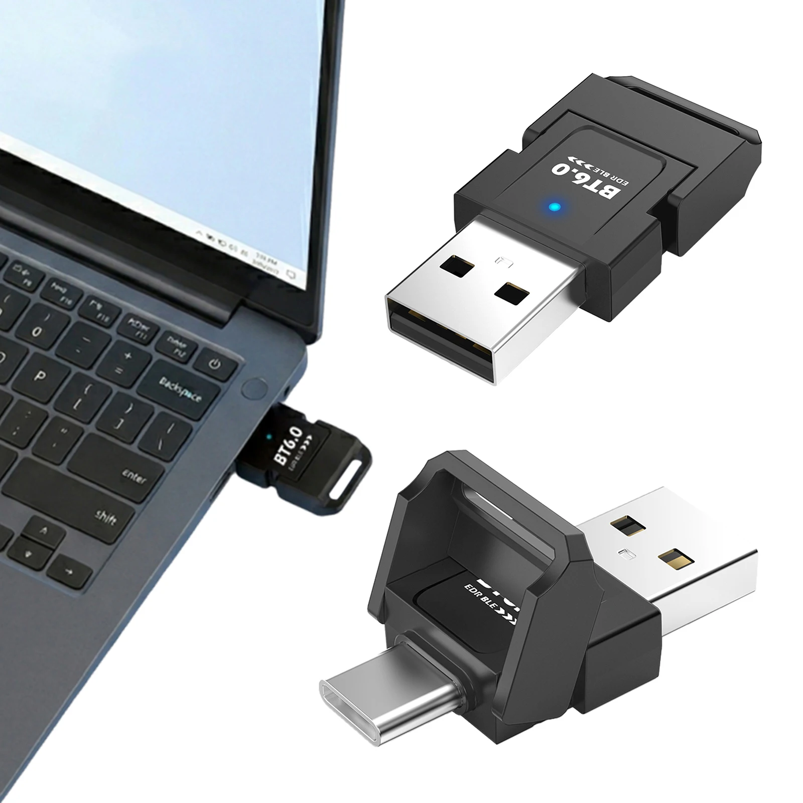 USB BT 어댑터 플러그 앤 플레이 미니 무선 동글 EDR & BLE, 키보드, 마우스, 헤드폰, 스피커용 윈도우 8.1/10/11 지원