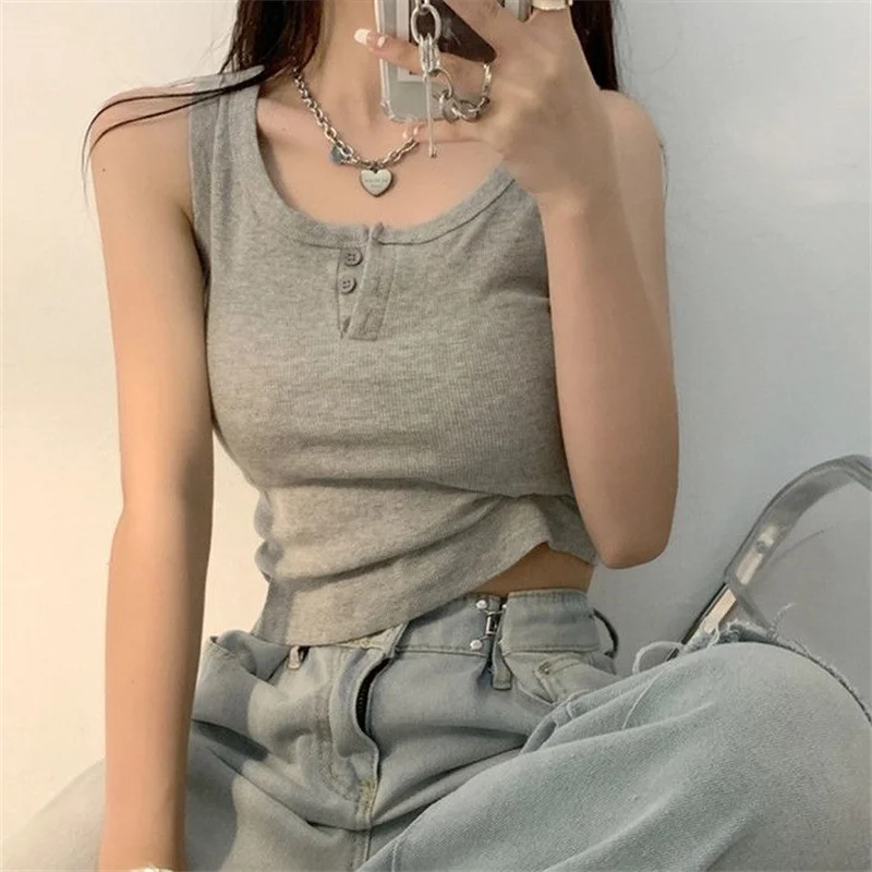 Tank Top With Built In Bra Cups Women's Square Neck Vest Female Casual  Sport Fashion Short Top Basics Solid Crop Top 2023 Summer - AliExpress