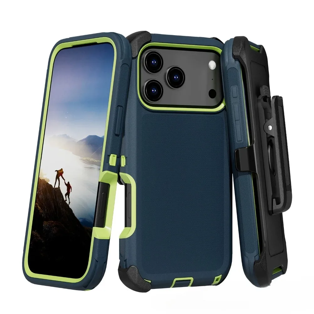 Rugged Shockproof Armor Phone Case with Clip - Heavy Duty Military Grade Protection