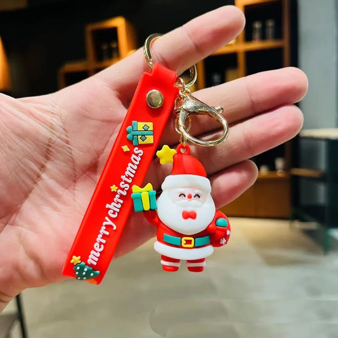 Bonbela 12er Set Weihnachts-Schlüsselanhänger - Süße Weihnachtsmänner Für Rucksack & Handy