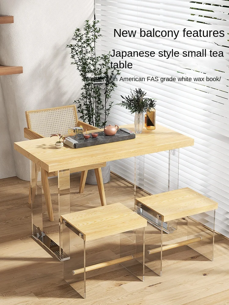 

Hxl Solid Wood Table-Chair Set Ash Wood Small Apartment Acrylic Suspension Table