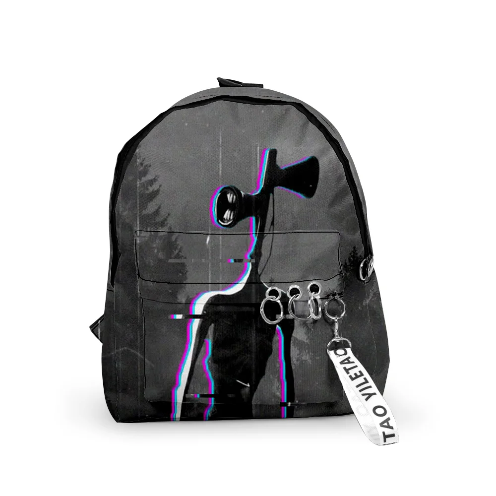 

Модные Молодежные школьные ранцы с ужасным принтом и головой сирены, рюкзаки для ноутбука, водонепроницаемые маленькие дорожные сумки с цепочкой для ключей 3D из ткани Оксфорд