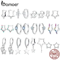 Bamoer Original 925 Sterling Silver Stars Wars Power Hoops Earrings Twist Ear Buckles For Women Girls Party Wedding Fine Jewelry