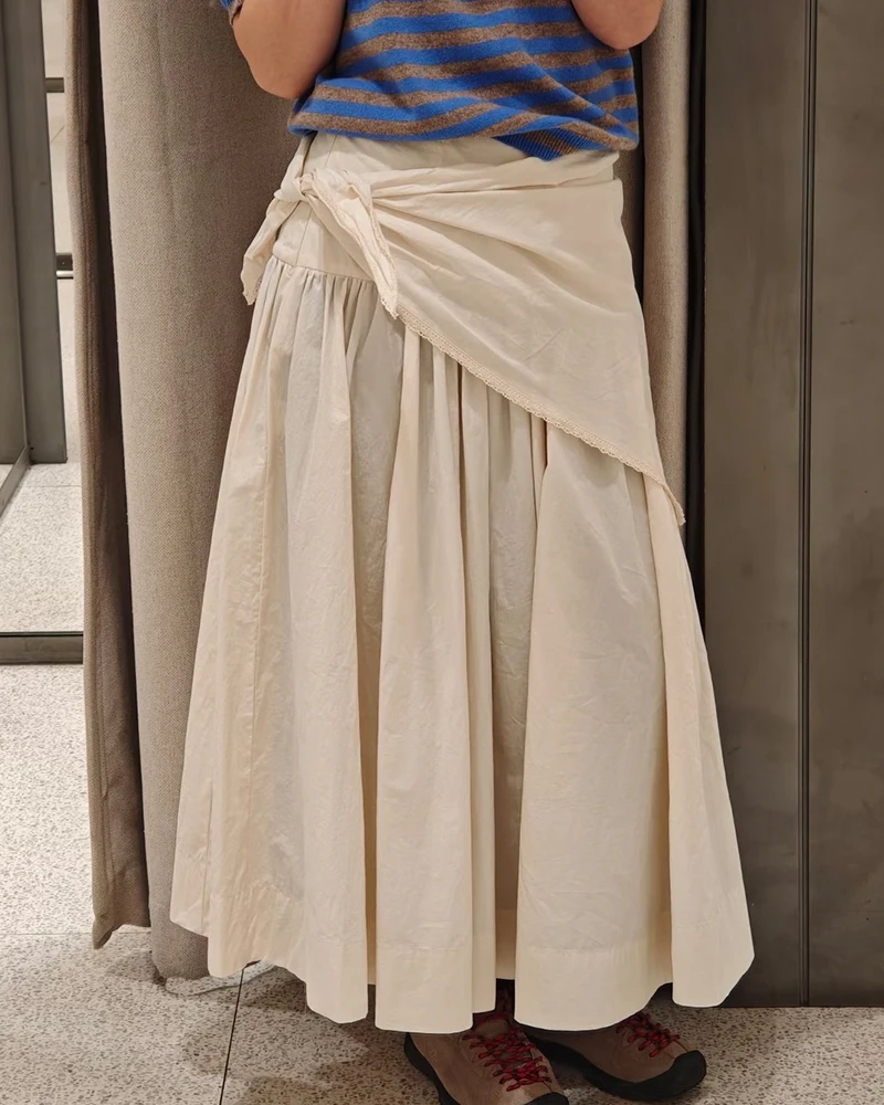 Women's Skirt 2026 New Fashion Spring Summer Beige Fluffy Scarf Midi Skirt for Women Casual Chic Personality Female Skirt 3