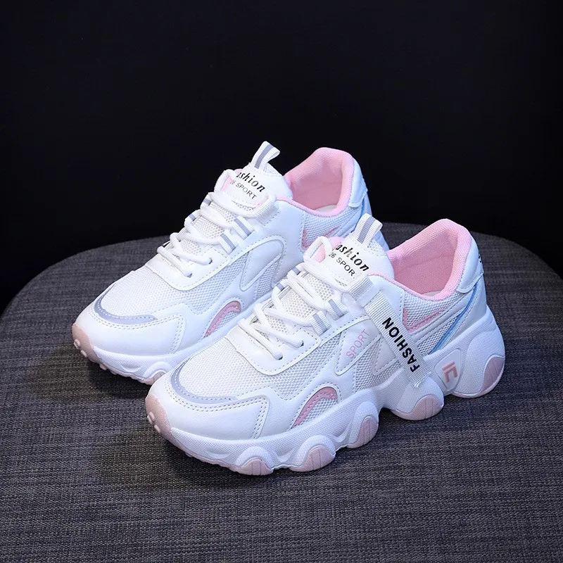 Zapatillas Mujer Sneakers Mesh Platform Sneakers Leather Shoes Breathable Casual Sports Shoes Women Flats 1629
