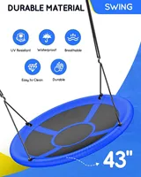 43" Saucer Tree Swing, 700lbs Weight Capacity, Waterproof Flying Saucer Swing with Adjustable Hanging Straps, Swing Seats 2