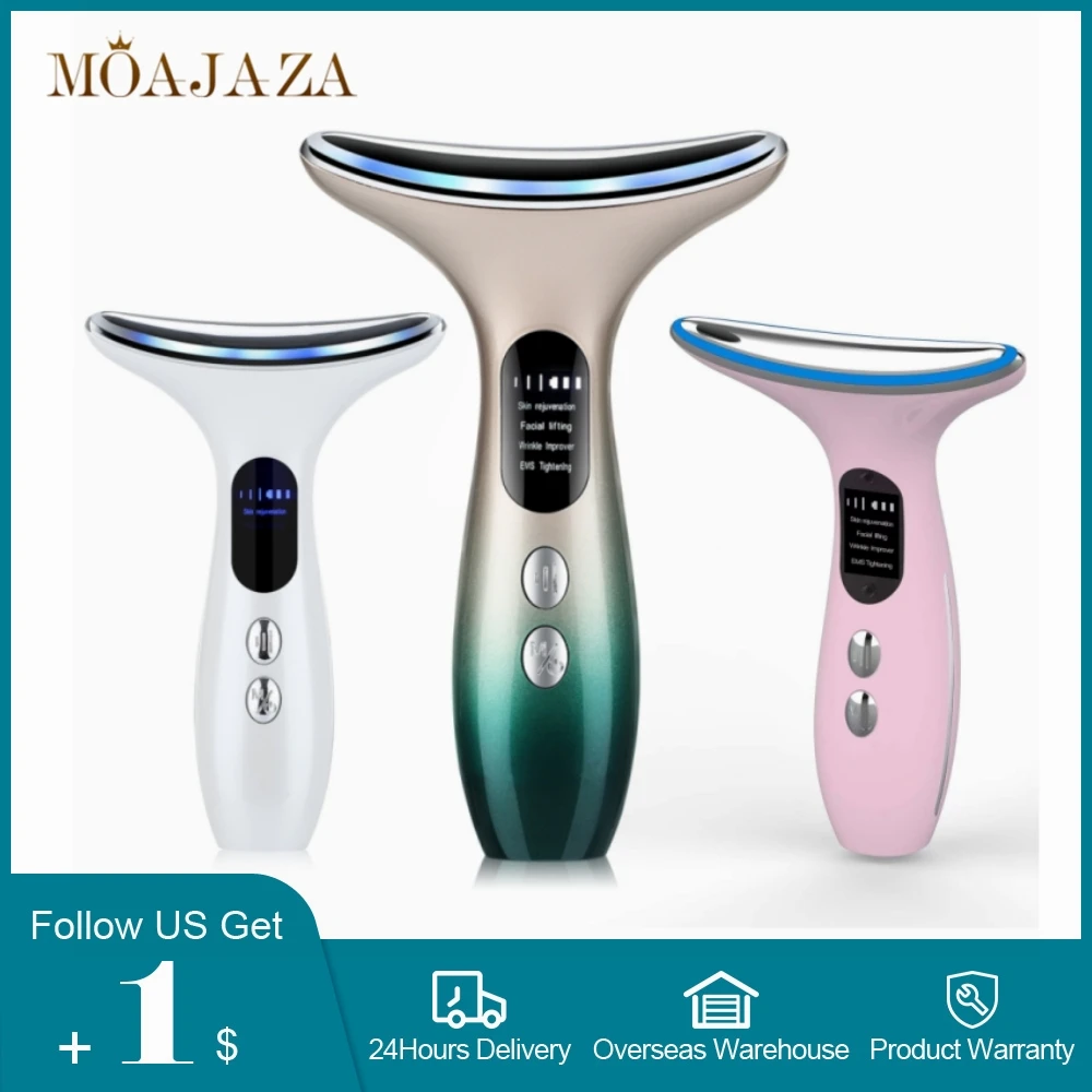 Microcurrent Face Neck Lift Beauty LED Photon Red Light Therapy Facial Massager Skin Care Anti Wrinkle Double Chin Tightening