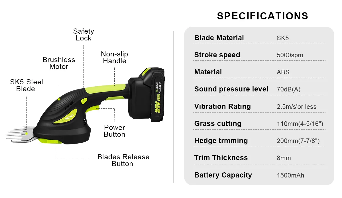 Description Picture 6 of item2 IN 1 Brushless Cordless Electric Hedge Trimmer Handheld Home Shrub Weeding Pruning Mower Garden Tools For Makita 18V Battery