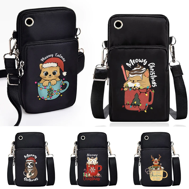 

Водонепроницаемая Женская мини-сумка в стиле ретро с изображением рождественской кошки