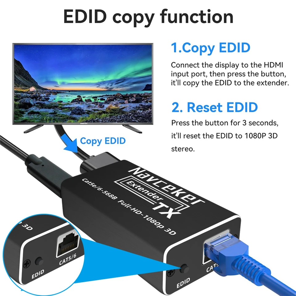 60m HDMI to HDMI Extender 1080P HDMI UTP Extender Cat6 POE IR Extensor HDMI RJ45