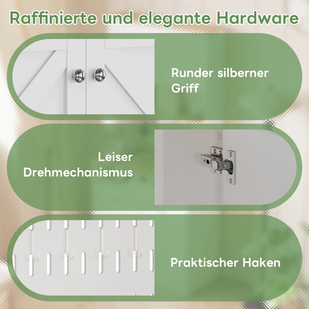 Stilvolles Sideboard mit 2 Schubladen und 4 Türen, Buffet für Küche, Esszimmer, mit silbernen Griffen und großzügigem Stauraum – Detail 17