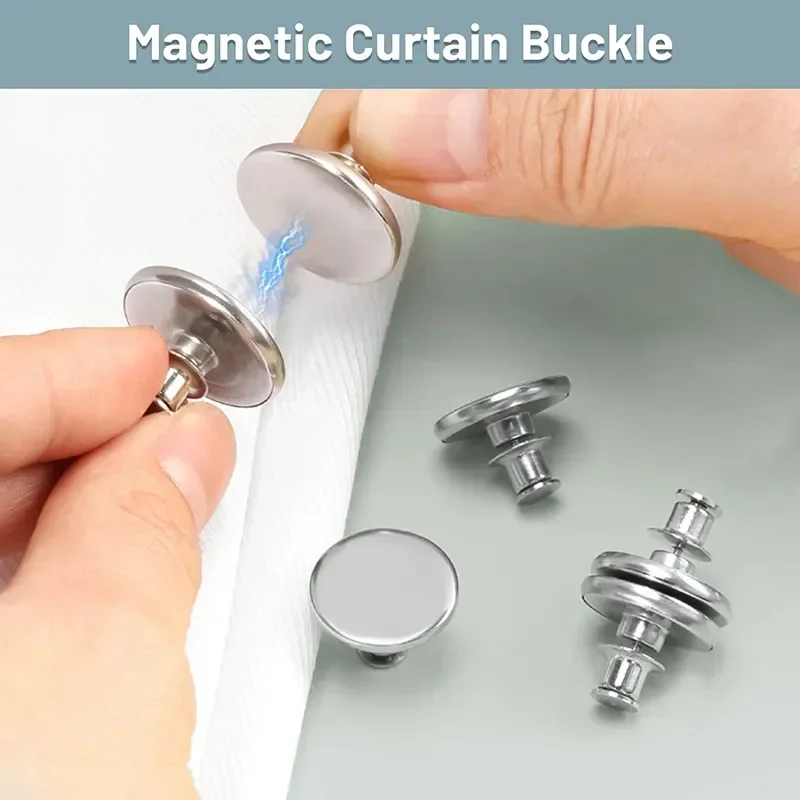 Description Picture 6 of itemPairs Decoration for Bedroom Curtains Magnetic Curtain Rod Support and Tube Buckle Nail-free Home Accessories Removable Adjust