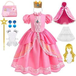 Halloween Girls Cosplay Original Game Movie Super Bros Princess Peach Costumes Luigi Brothers Christmas Masquerade Party Dress