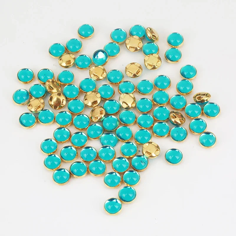 RESEN 8mm 100pcs 진주 젤리 컬러에 바느질 골드/슬리버 클로 아크릴 라운드 진주 단추 의류에 대한 돌에 바느질