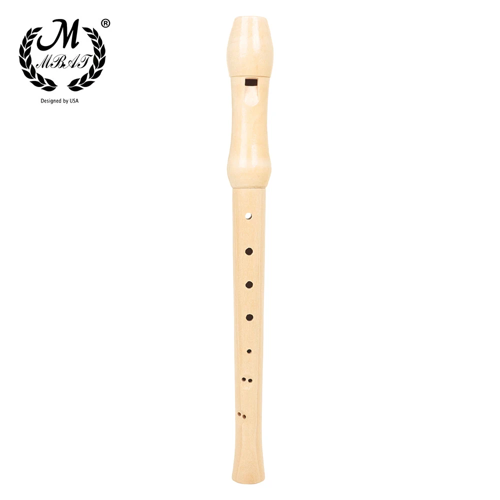 M MBAT Flute Wooden 8 Holes Treble Orff Flute Wooden Kids Professional Playing Musical Instrument for Children Gift