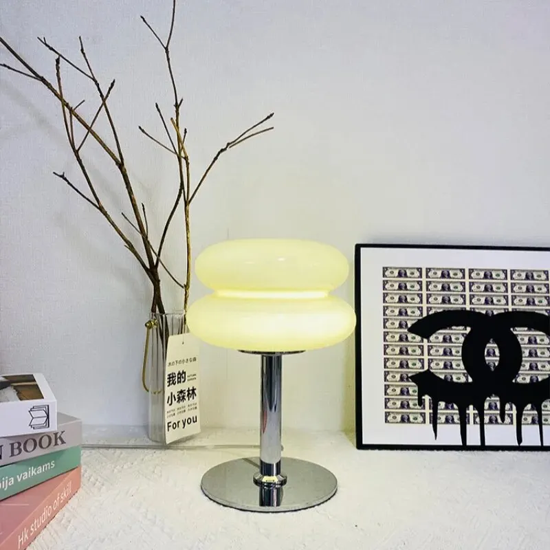 Modern Bauhaus Medieval Lamp Macaron Glass Lamp Three-tone Light Living Room Atmosphere Lamp Medieval Mushroom Bedside Nightligh 5