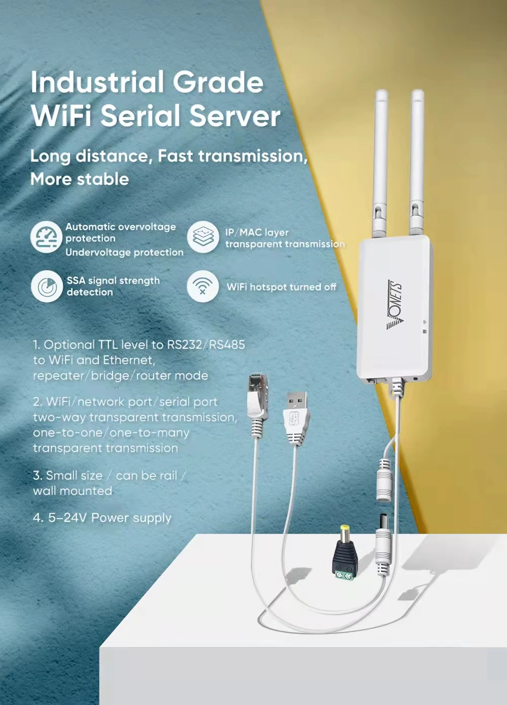 Vonets Wifi Serial Port Server Ponte Repetidor Roteador sem Fio Wifi Hotspot Signal Extender para Dispositivos Médicos Vap11s232 - Imagem 2