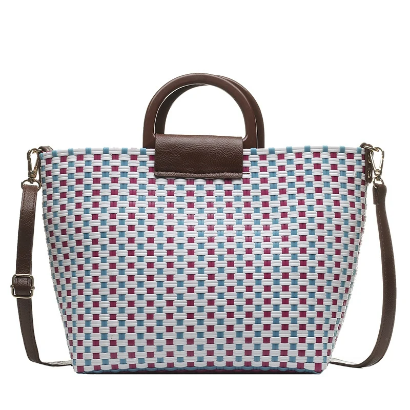 

Женская пляжная сумка-тоут в полоску, в стиле пэчворк