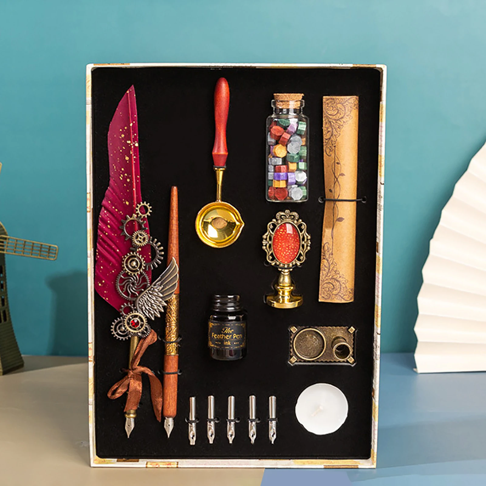 

Перьевая ручка с перьями, набор винтажных каллиграфических принадлежностей, чернильные принадлежности в ретро стиле, Подарочные Вощеные принадлежности для школы и офиса
