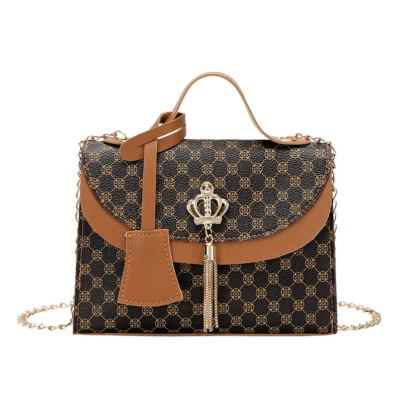 Women Bag Contrast Color Leather Tassel Small Square Shoulder Casual Phone Bag Crossbody Luxury Designer Purses Handbags