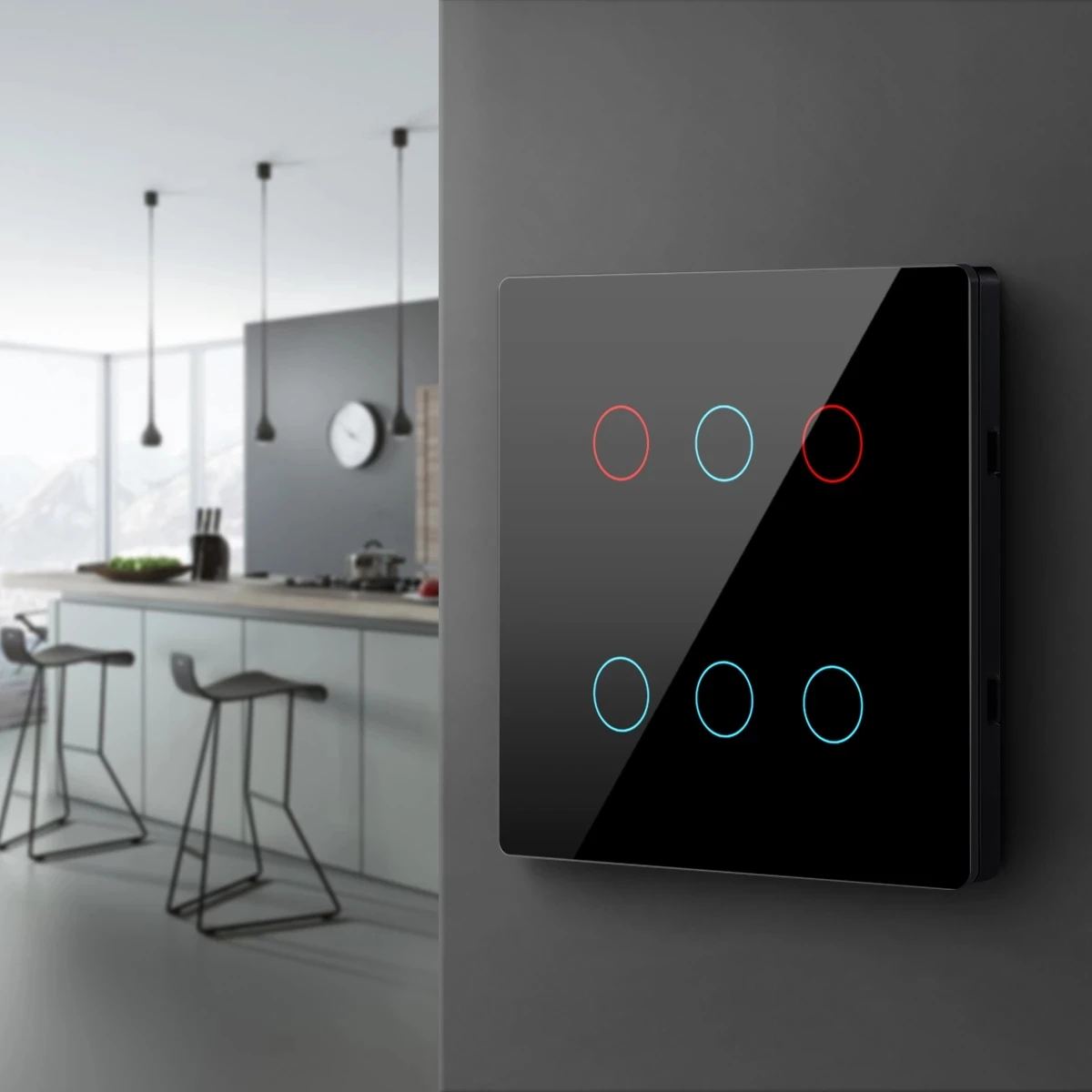 Wifi Tuya Smart Life Wall Touch Switch 4x4 Br Type 220v 110v 4/6 Gang